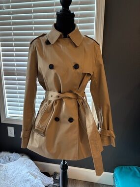 Coach Khaki Double-Breasted Trench Coat with Belt